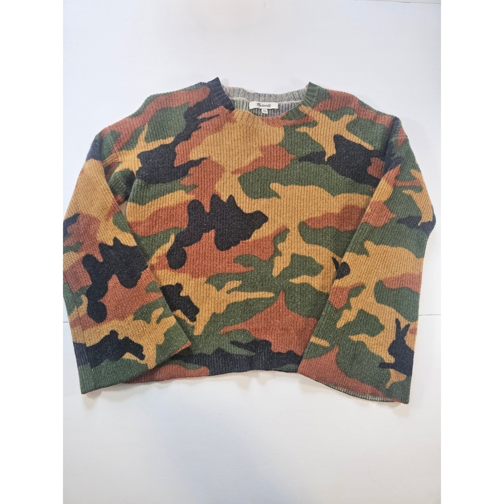 Madewell Merino Wool Rabbit Camo Sweater Women XXS Multicolor Knit Pullover